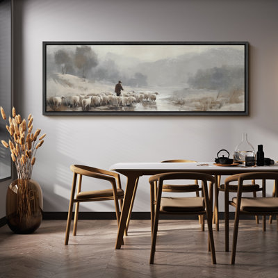 Grande impression sur toile encadrée, "Jesus and Sheeps Print for Faith", décoration murale