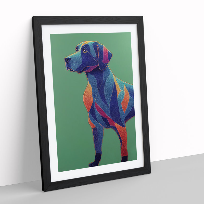 Mysterious Dog Abstract - Framed Print, Black, 64cm H x 46cm W x 2cm D