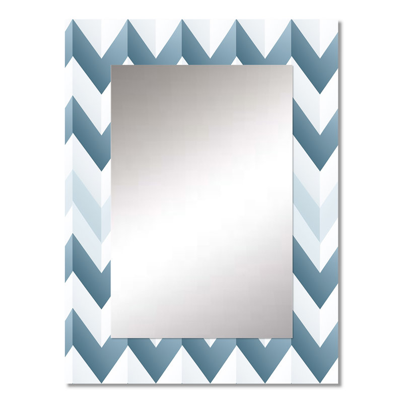 Shorna contemporain blanc et gris chevron - chevron unique, miroir mural décoratif, 32 po x 24 po