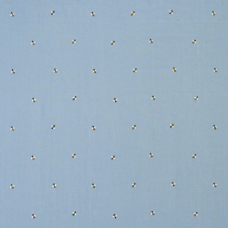 Honey Bee Embroidery Fabric, Blue/ Pale Blue/ White