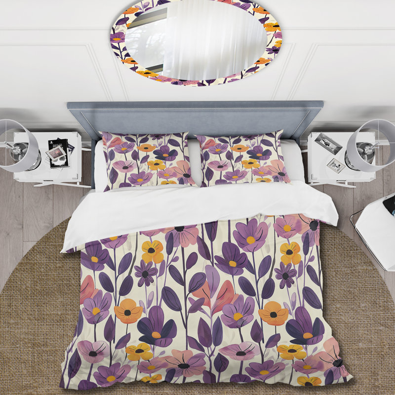 Ensemble de housse de couette Mid-Century, Housse de couette très grand + 2 taies décorativ
