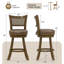 Ensemble de 2 tabourets de bar pivotants de 25 po avec hauteur de comptoir en rotin PE-233221177-233221178