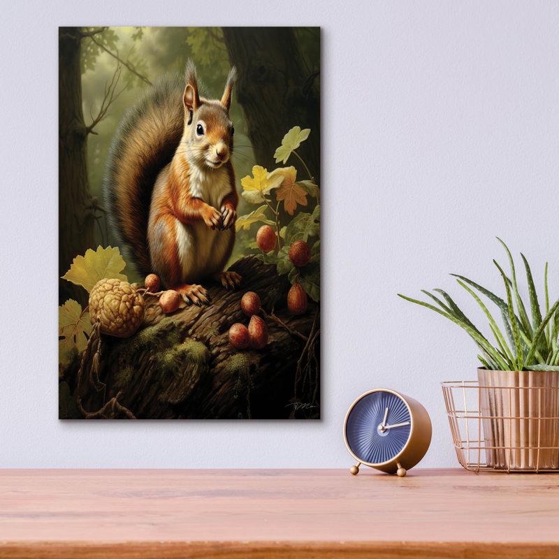 «Grey Squirrel In The Woods» par Momart, art mural en verre acrylique, H 16 po x l 12 po x P 0,13 po