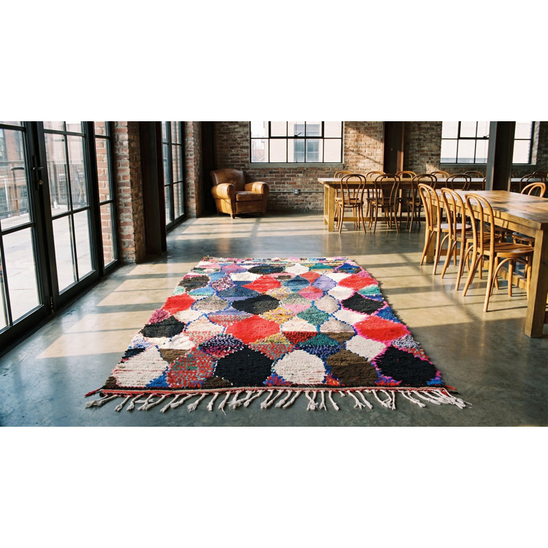 Antique Moroccan - Boucherouitte Small Scatter Size Wool Multicolor Rug