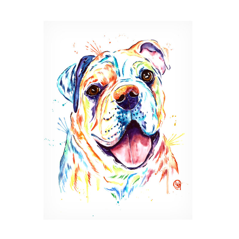 Lisa Whitehouse Bull Dog, art sur toile, H 19 po x l 14 po