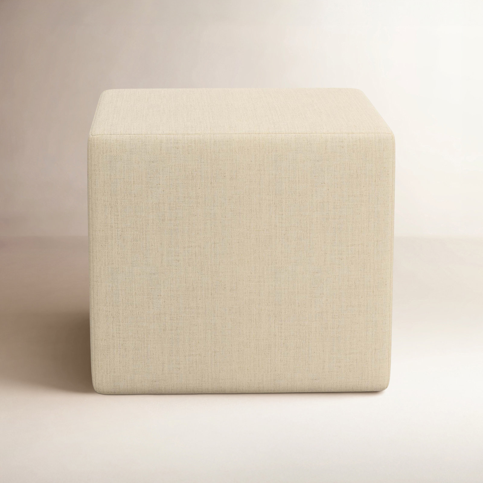 21" Linen Upholstered Ottoman, Classic Linen Linen