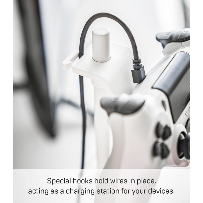 White Adjustable Steel Three-Tier Game Controller Stand