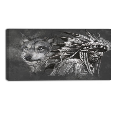 " Wolf And American Indian Chief "