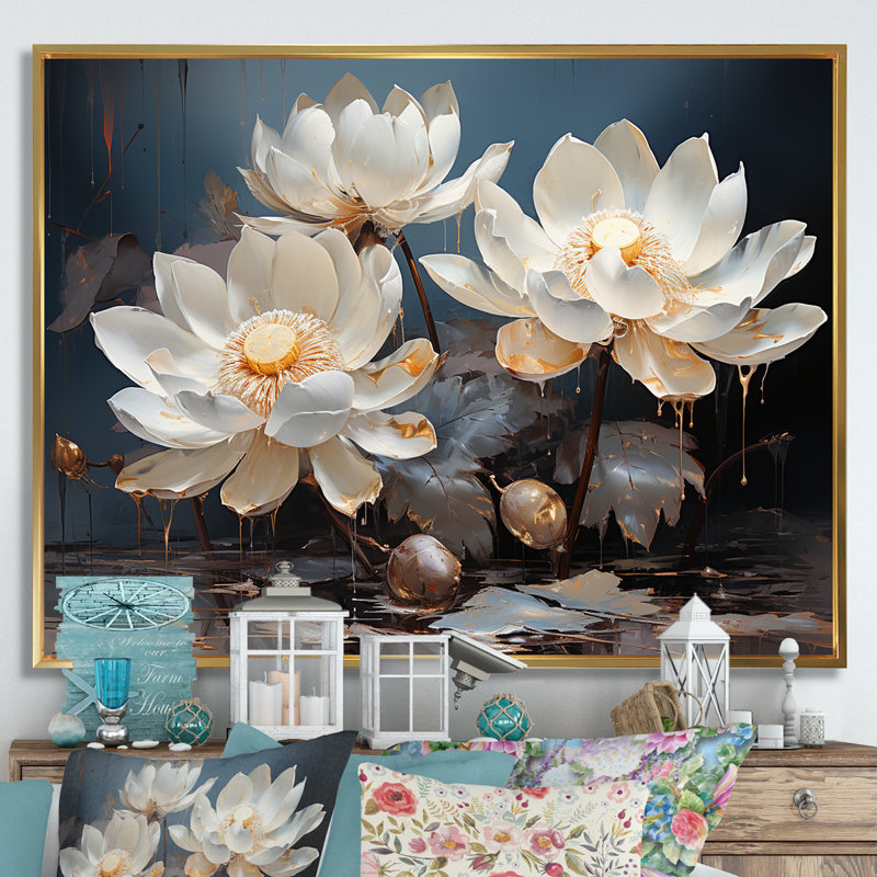 Sacred Lotus Dreams I sur impression sur toile, H 30 po x l 40 po x P 1,5 po, Cadre flottant doré