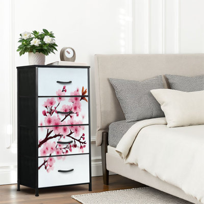 4 Drawer Dresser for Bedroom, Narrow Chest of Drawers, Wooden Top and Study Iron Frame 18"x37.5"-(WxH)