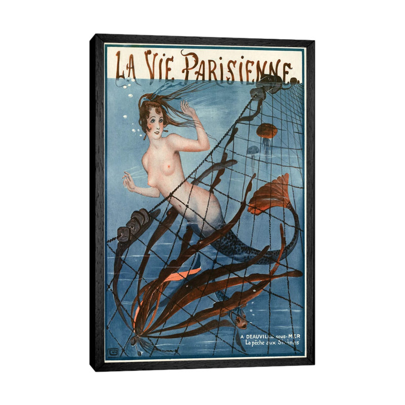 1921 La Vie Parisienne Magazine Cover - Print on Canvas, 101.6cm H x 66.04cm W x 3.81cm D, Black Floater Framed