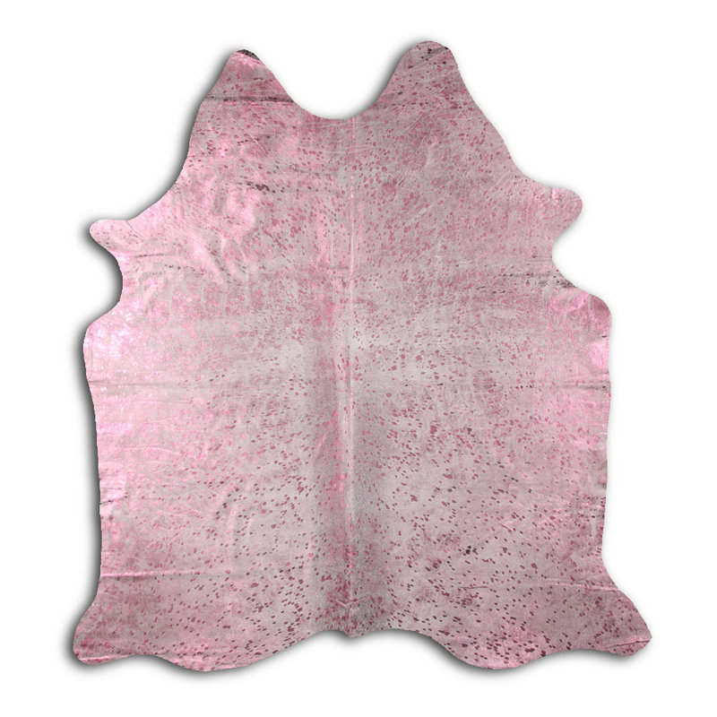 Tapis en cuir de vache rose sur mesure, Nouveauté 5 pi 8 po x 6 pi 7 po