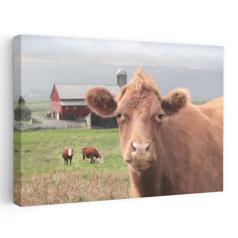 Vache Nosy, paysage abstrait moderne, art mural, 40" H x 60" W