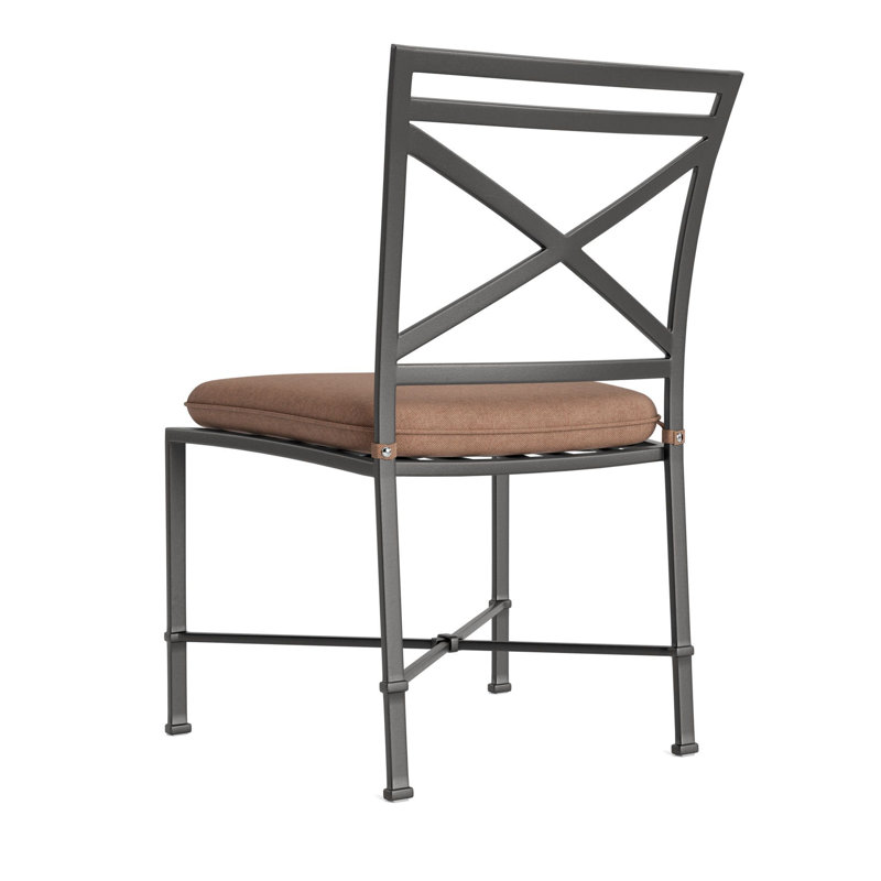 Venetian Outdoor Dining Side Chair, Fusion Clay, Textured Pewter, Brown