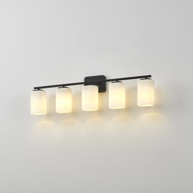 Éclairage pour meuble-lavabo à intensité variable Kagan, Noir mat, 5, Blanc