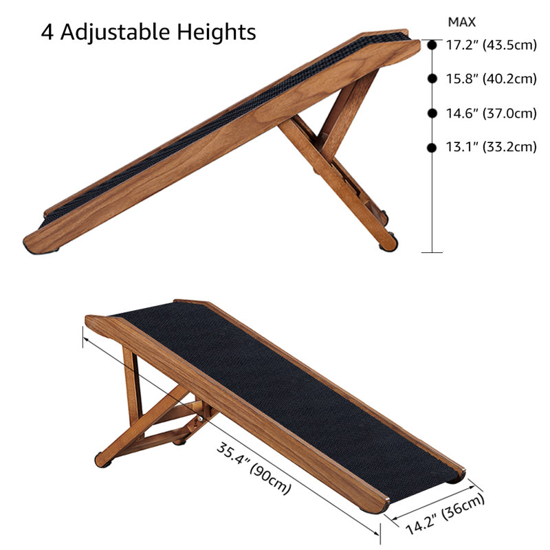 Rampe réglable pour animaux Wegate, Noyer, H 17,3 po x l 35,6 po x P 14,1 po