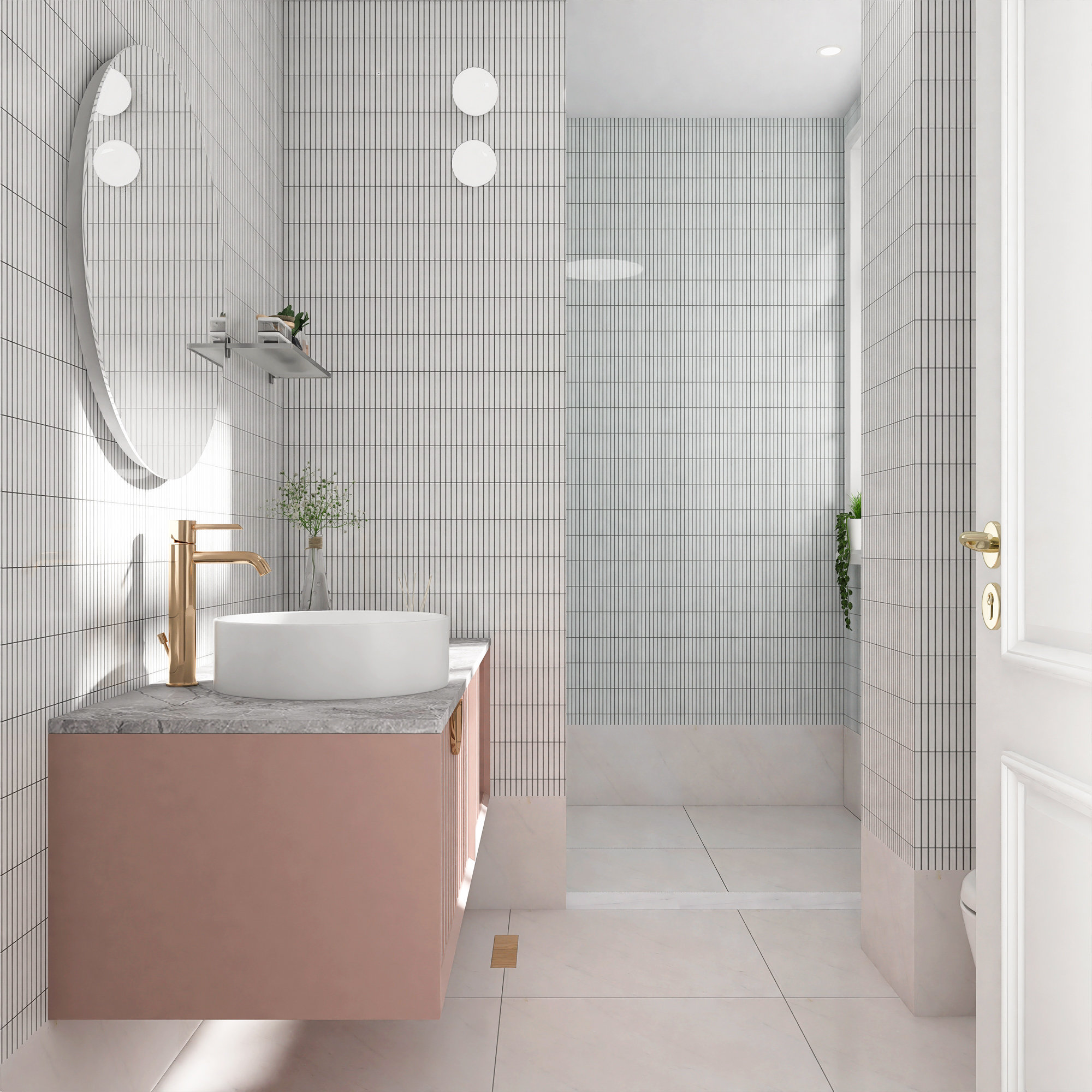 Porcetile 0.48" x 3.63" Stacked Glossy Porcelain Mosaic Wall and Floor Tile, Glossy White