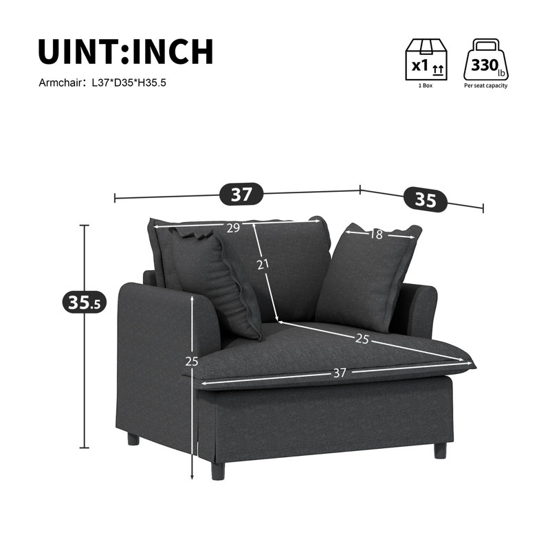 Fauteuil Modern, Grey Chenille
