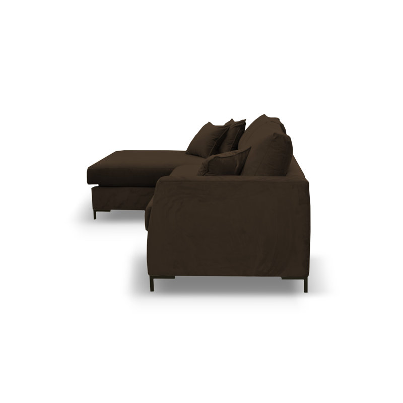 Inwood 4 Seater Corner Sofa , Left Hand Facing, Dark brown 100 % polyester