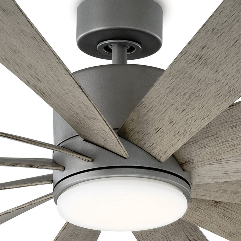 Windflower 12 - Blade LED Windmill Ceiling Fan with Wall Control and Light Kit Included, Graphite with Weathered Gray Blades