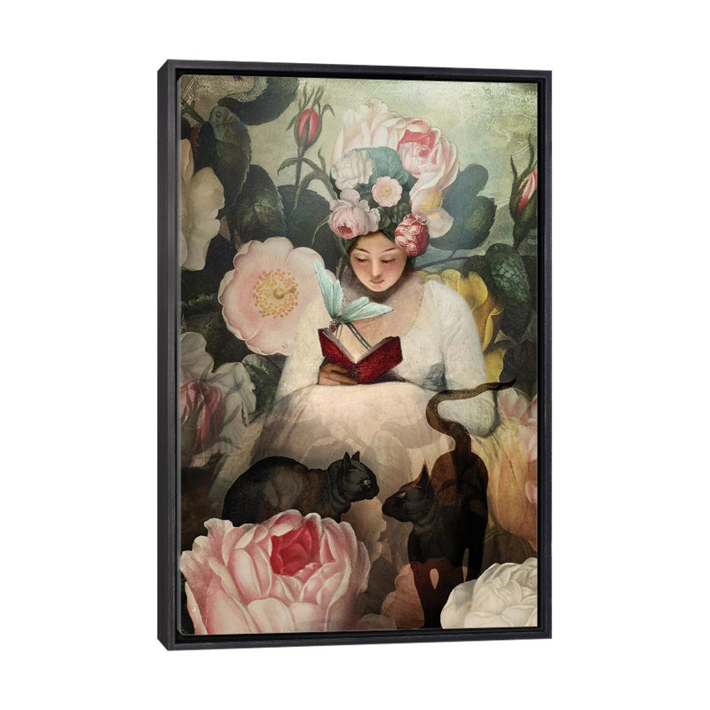«The Reading» par Catrin Welz-Stein, impression, Toile avec cadre noir patiné, H 40 po x l 26 po x P 1,5 po