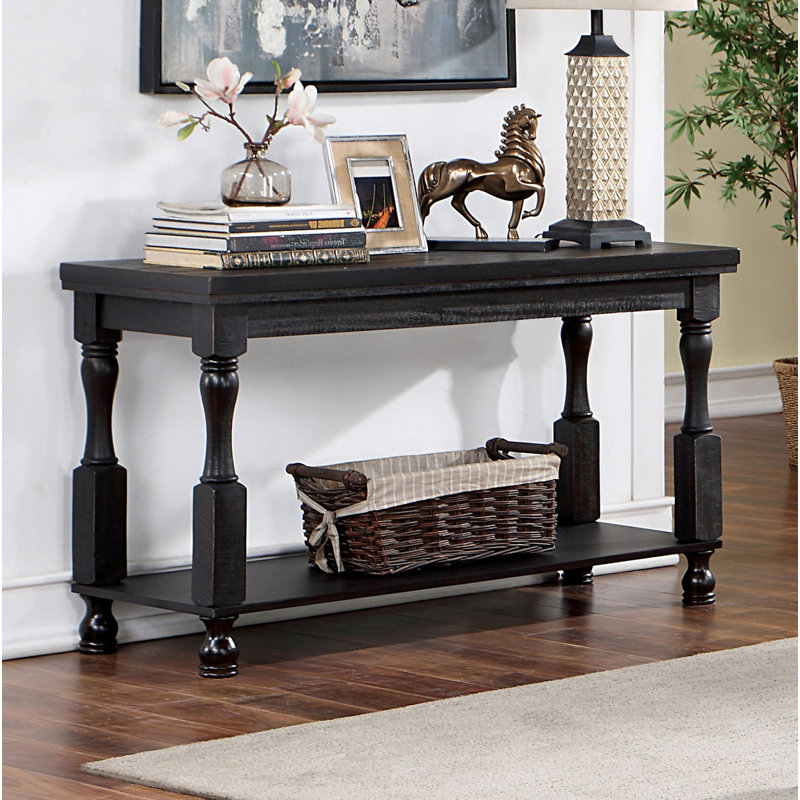 47" W Rustic Sofa Table, Antique Black