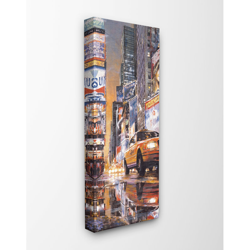 « new york city times square night scene taxi », impression, Toile tendue, H 24 po x l 10 po x P 1,5 po