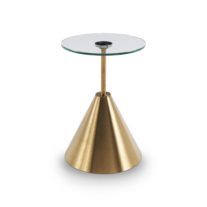 Haggerton Pedestal End Table, Brass, Clear