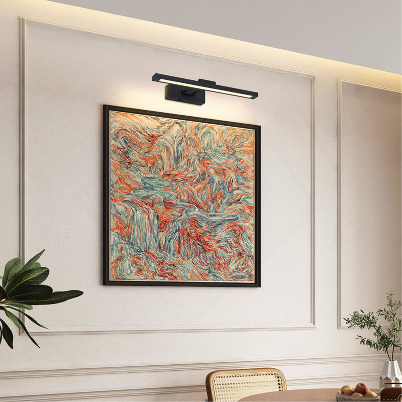 LED Picture Light, 16 Inch Battery Operated Wall Sconce, Adjustable Swing Arm Black Gallery Lighting for Paintings Display