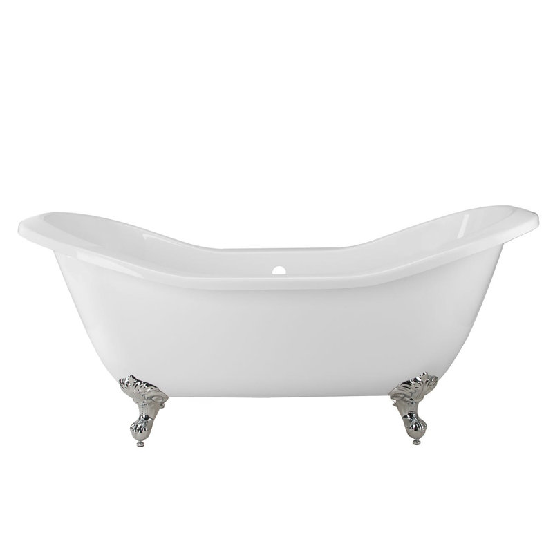 72" x 31" Clawfoot Soaking Acrylic Bathtub, Chrome