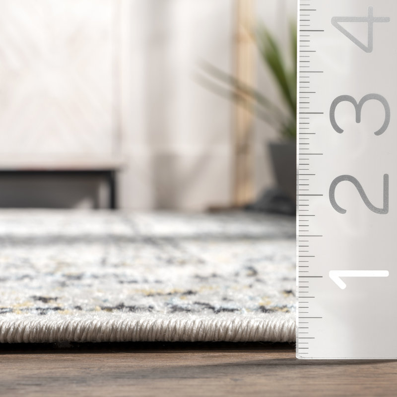 Tapis de couloir à motif de médaillon pour le salon, la chambre à coucher, la salle à manger, le vestibule, le couloir ou la cuisine Julieann, gris / ivoire