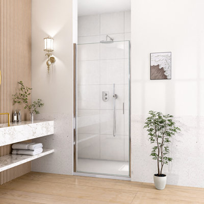 6Mm Tempered Glass 32" W X 72" Shower Door, Space Swing Full Seal Reversible Installation, Magnetic Soft-Close Feature