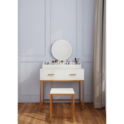 Ensemble de coiffeuse avec miroir, tabouret et tiroirs de rangement Elegant