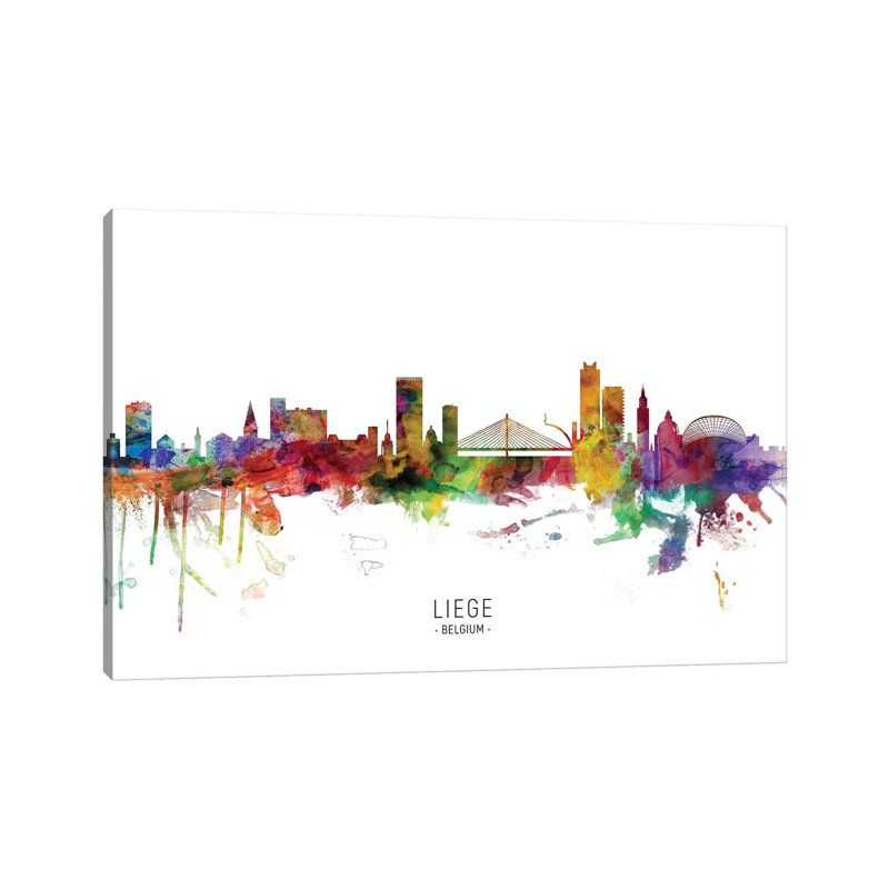 Liege Belgium Skyline by Michael Tompsett - Wrapped Canvas Painting, 20.32 cm H x 30.48 cm W