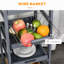 Chariot mobile pour îlot de cuisine avec tiroir et panier en dessous, gris roulant et panier de rangement