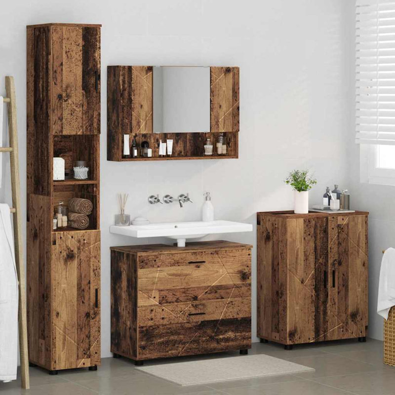Bathroom Storage Furniture Set, Old Wood