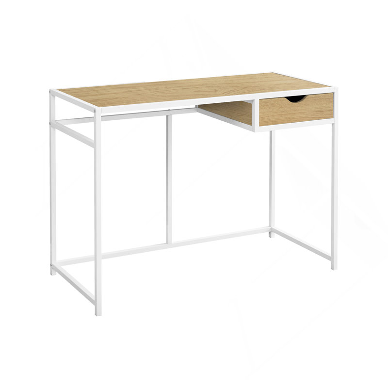 42" Metal Computer Desk, Natural/White