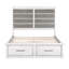 Grand lit plateforme antique blanc et gris avec rangement au pied de lit et meubles de style classique en bois 1pc