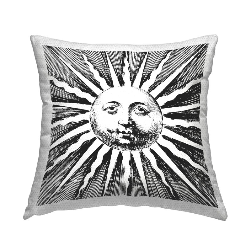 Coussin d'extérieur imprimé noir et blanc Sun par Lil 'Rue