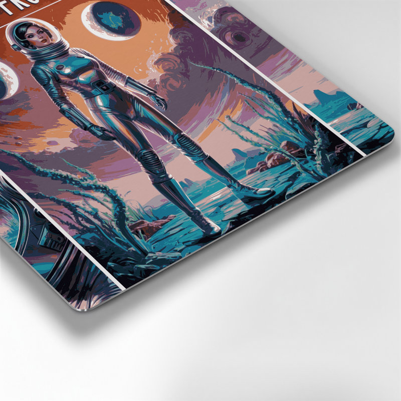 Art mural en métal mauve, Space Pulp, H 12 po x l 12 po
