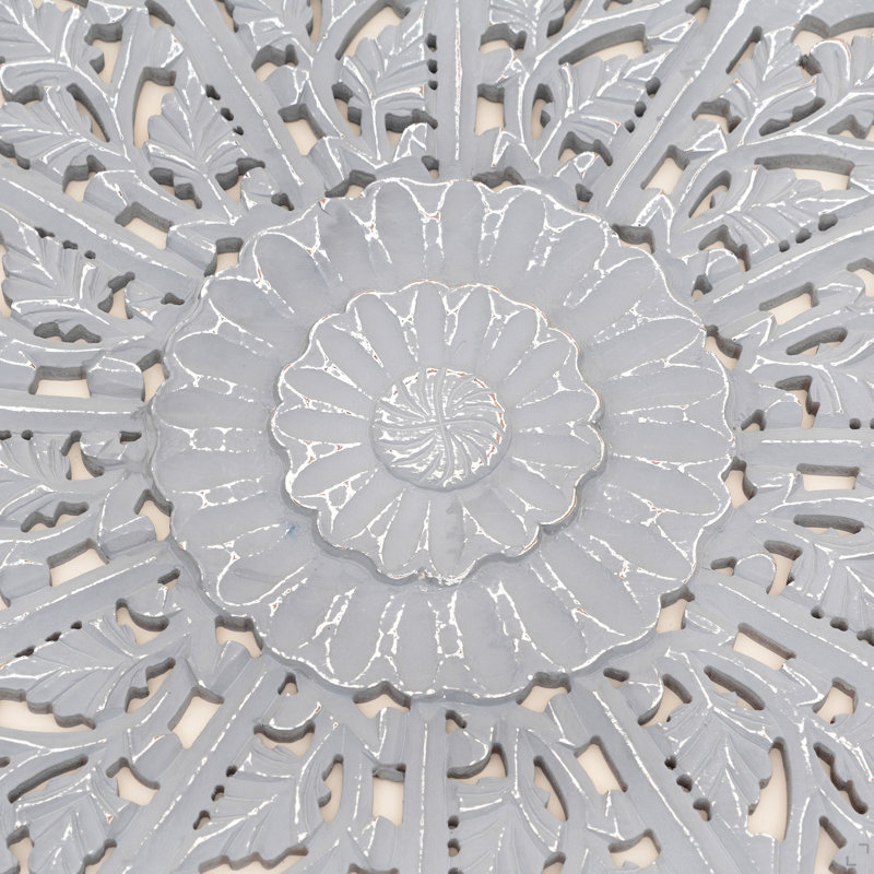 Panneau d'art mural en bois fabriqué à la main, grande décoration murale en bois sculpté de 48 x 48 pouces Mandala