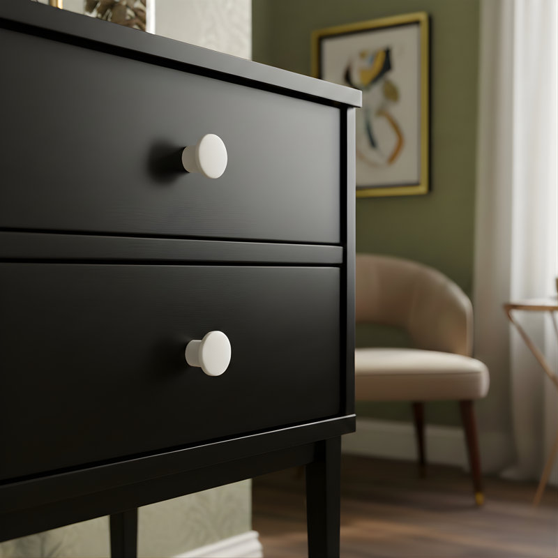 Bouton d'armoire rond en aluminium ROUS Hardware Mid-Century, Neige (blanc)