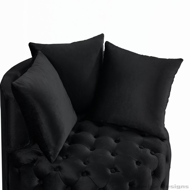 Contemporary Upholstered Tufted Chair Accent Chair, Black