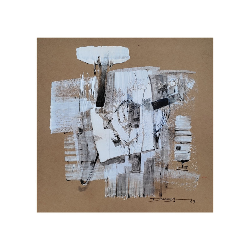 Maison dans la montagne - Art abstrait | Technique mixte sur toile | Par Dhananjoy Das