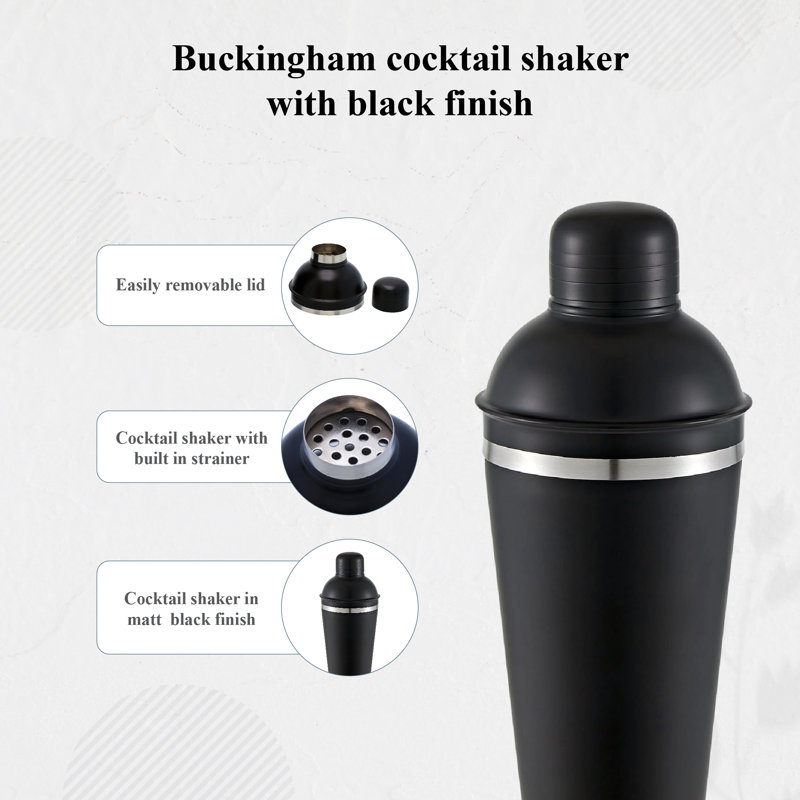 Buckingham Stainless Steel Cocktail Shaker Drink Mixer with Built-in Strainer & Lid, 500 ml 