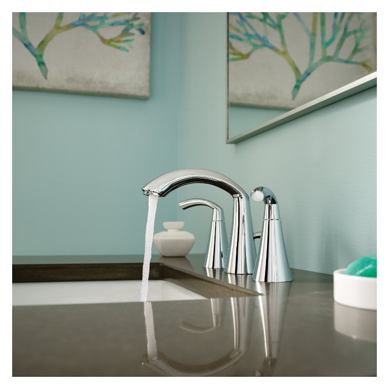 Glyde Widespread Bathroom Faucet with Drain Assembly, Chrome