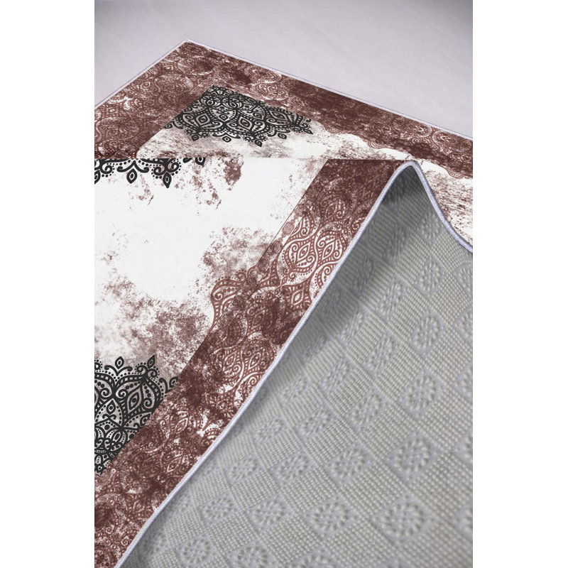 Antibacterial Woven Carpet (2.6 x 4.0 ft), 100% Polyester, 0.3 in Pile Height | Non-Slip PVC Dot Underside, 3D Digital Printing | Machine Washable, Easy Care for Living Room, Bedroom & Office