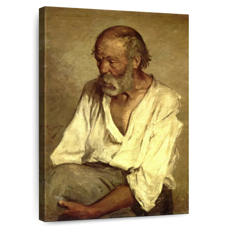 Leisha, le vieux pêcheur, H 30 po x l 20 po