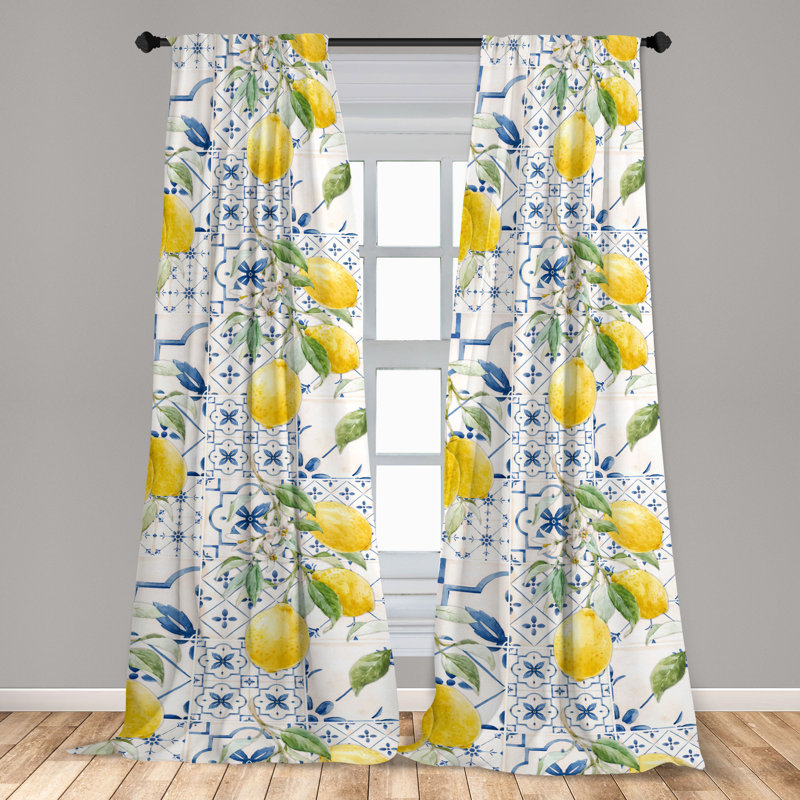 Daveen Semi Sheer Curtain Pair, 56" W x 63" L