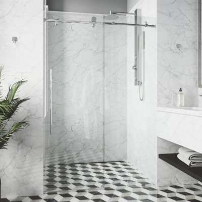 Elan E-Class 52-56" W x 76" H Sliding Frameless Shower Door with 3/8" Clear Glass